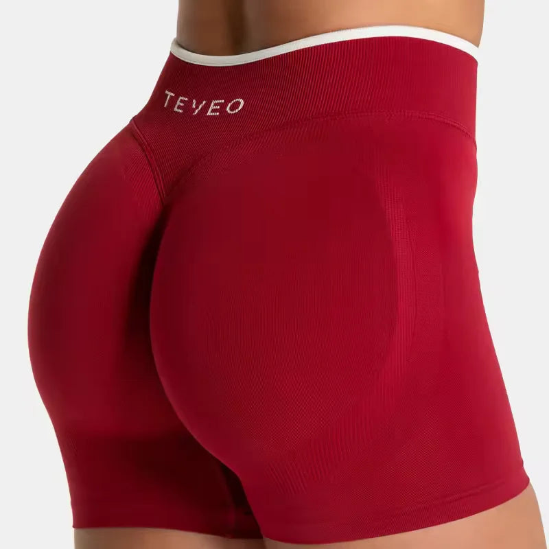 TEVEO Shorts Low Waist Seamless Women Yoga Shorts Scrunch Bum Gym Shorts Workout Biker Stretch Fitness Short Fashion Running