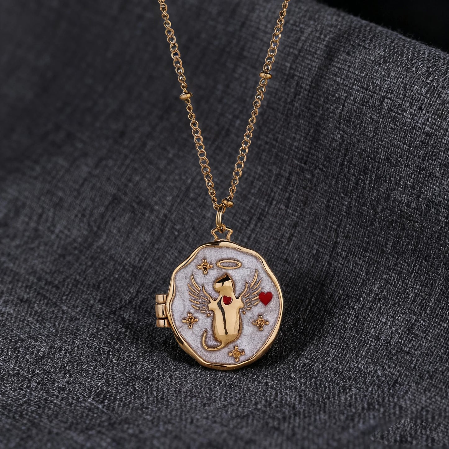 Atoztide Custom Photo Album Necklace For Women Alloy Copper Cat Dog Heart Pendant Picture Locket Personalized Anniversary Gift