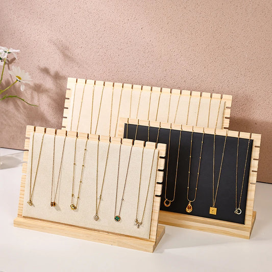1pc bamboo wood velvet black/off white jewelry displa | Faeva London