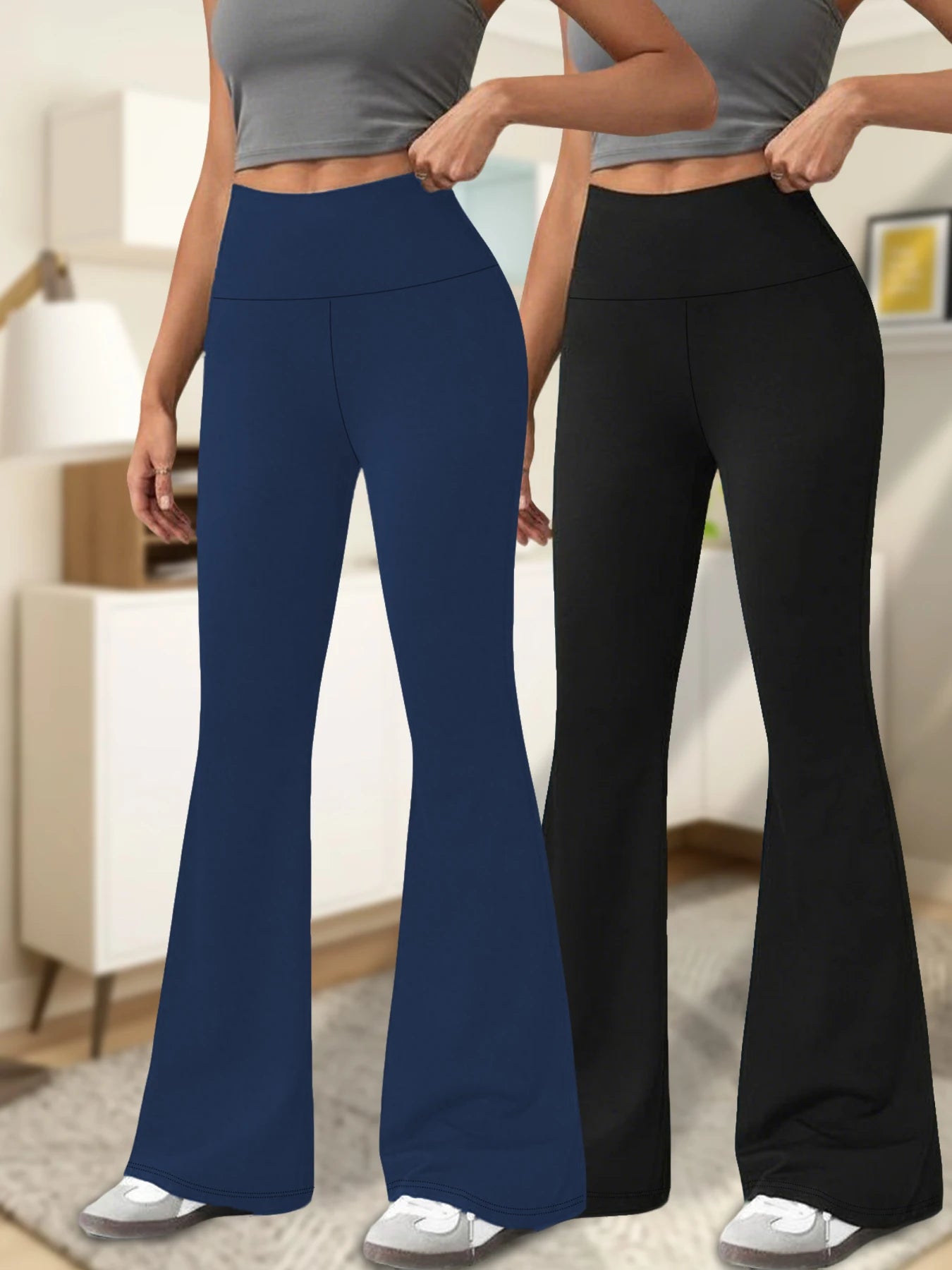 2 pack Women's Super Soft Flare Pants | Faeva London