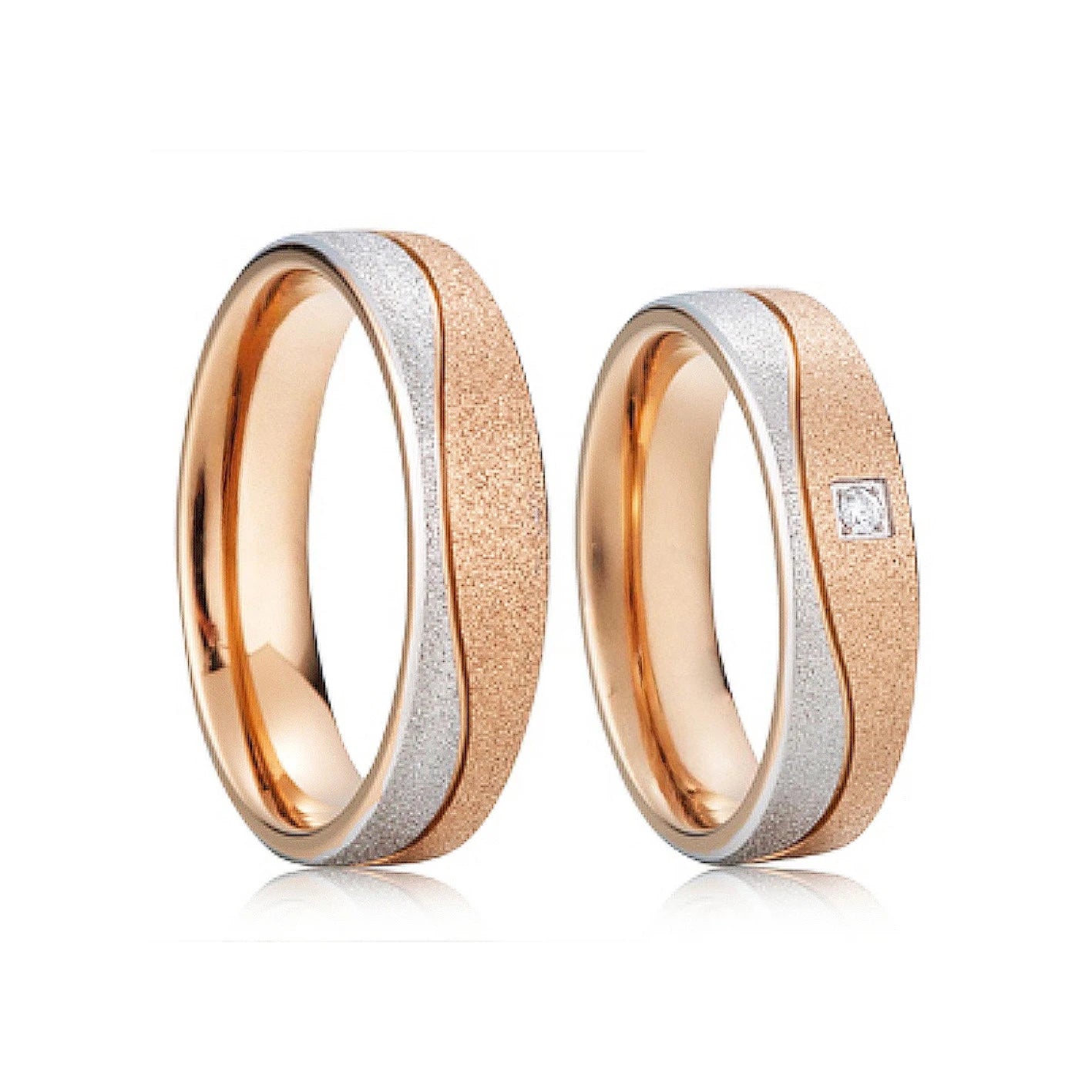 Hypoallergenic Titanium Matching Couple Rings Designer Crown Rose Golden Valentines Wedding Bands For Men And Women
