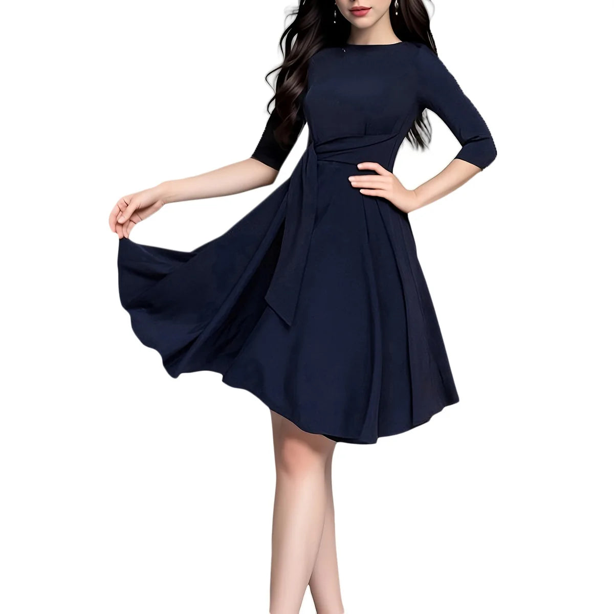 Belted A-Line Swing Dress