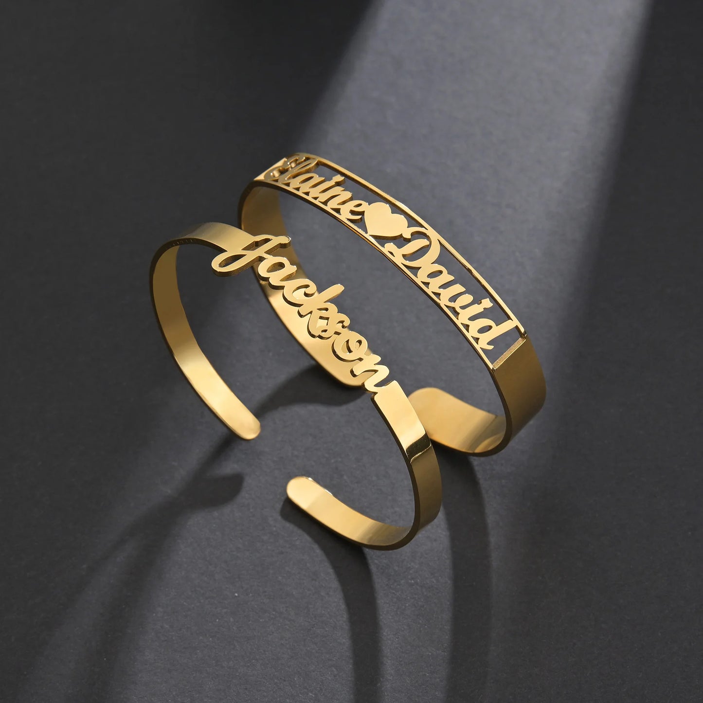 Atoztide Customized Name Bracelet Personalized Stainless Steel for Women Men Zircon Letter Custom Bangles Chrismas Jewelry Gift