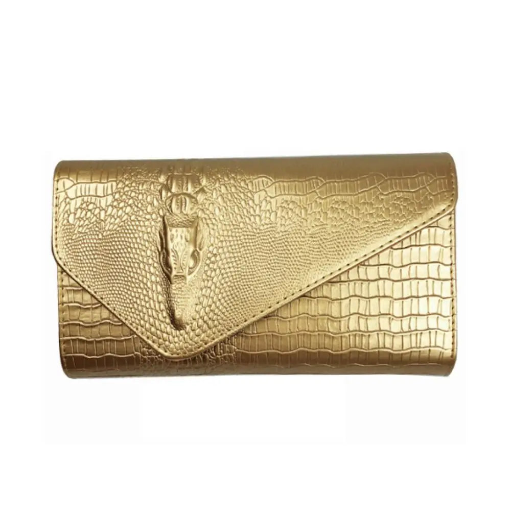 Crocodile Leather Chain Clutch Bag