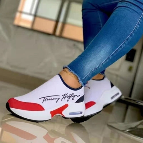Women's Breathable Wedge Sneakers - Casual Walking Shoes
