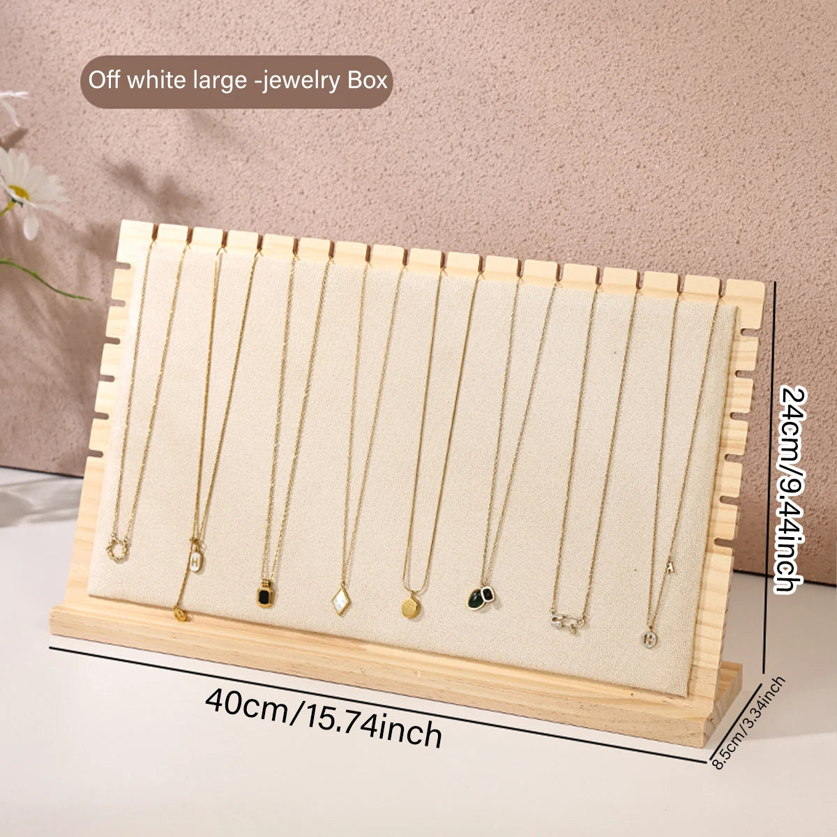 1pc bamboo wood velvet black/off white jewelry displa | Faeva London