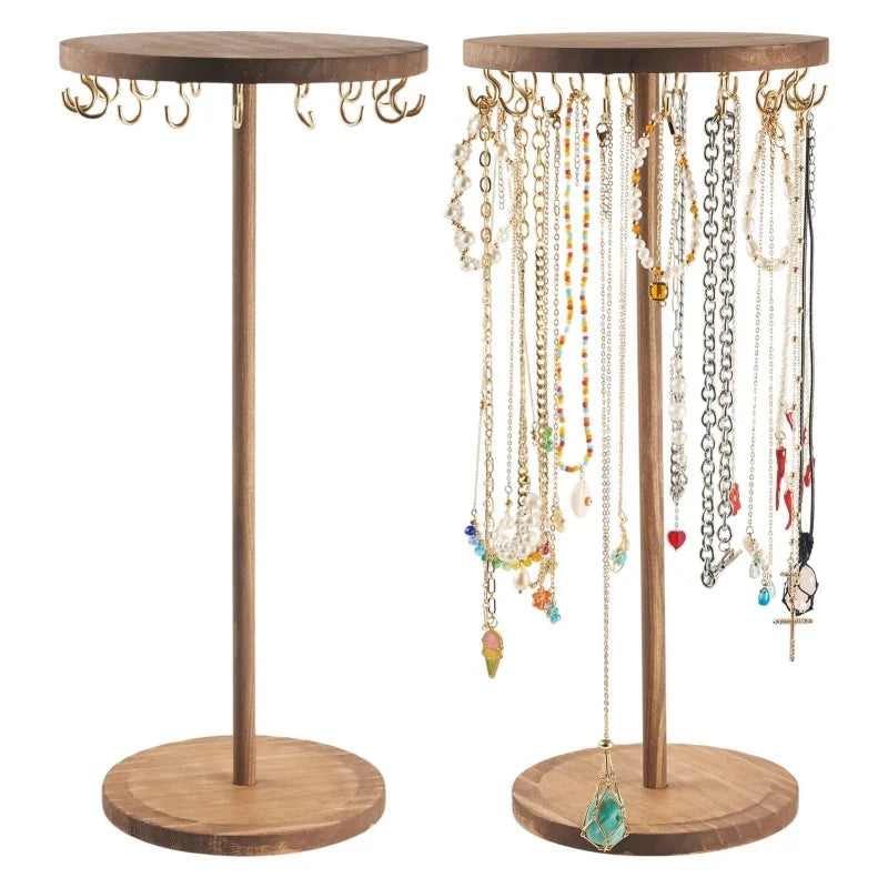 Solid Wood Jewelry Organizer Display Holder Necklace Earrings Bracelets Display Stand Desktop Jewelry Storage Rack