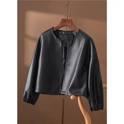 Lantern Sleeve PU Jacket | Faeva London