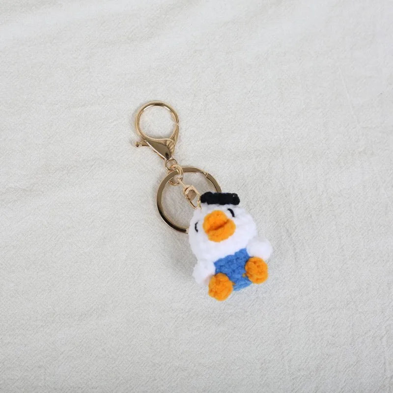 Funny Frog Doll Crochet Keychain Handmaking Mini Animal Doll Series Knitted Keyrings Cute Frog Keyrings Knitting Doll Pendant
