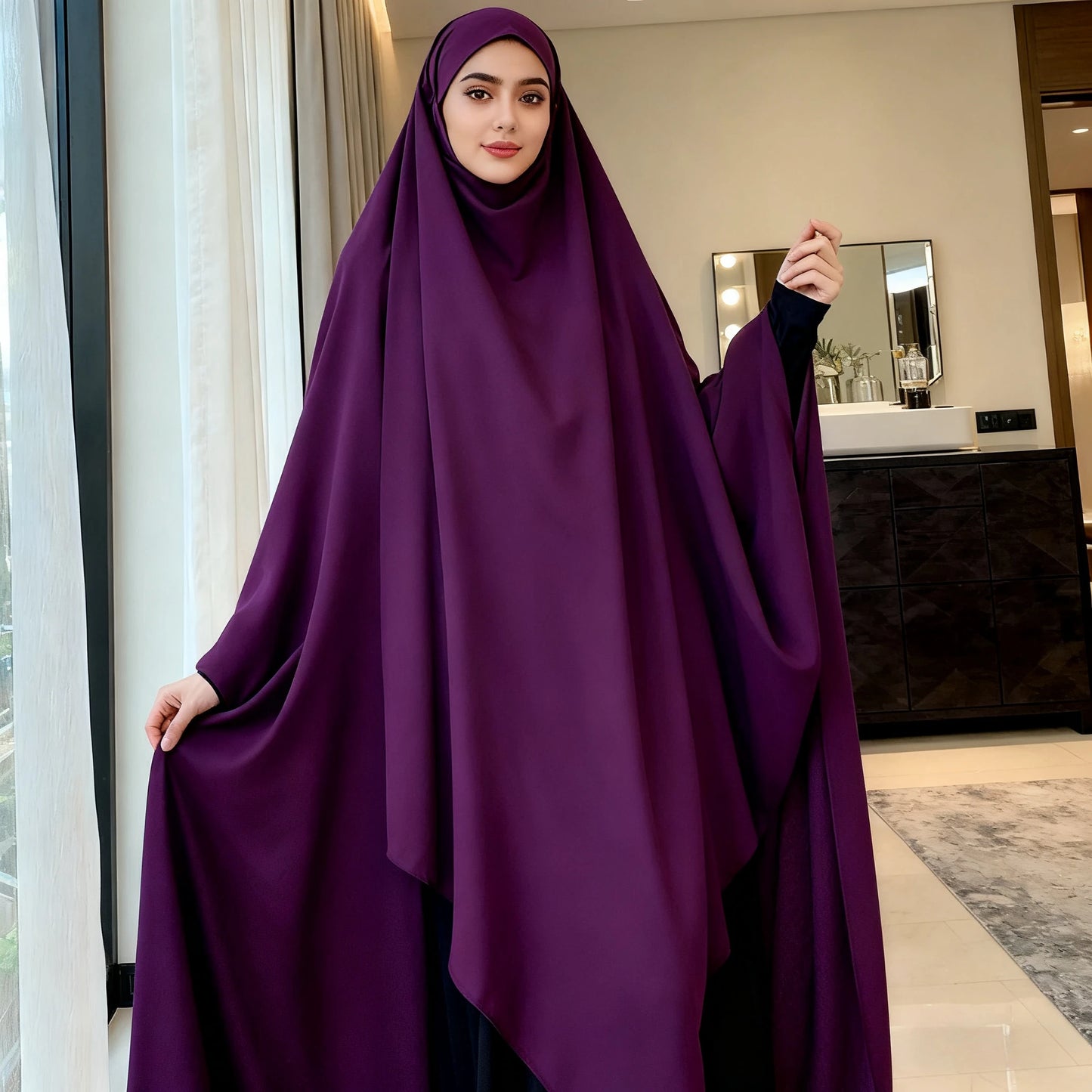 Eid Hooded Muslim Long Khimar Women Hijab Maxi Dress Prayer Garment Djellaba Jilbab Abaya Ramadan Gown Islamic Niqab Burka Jubah