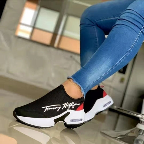 Women's Breathable Wedge Sneakers - Casual Walking Shoes