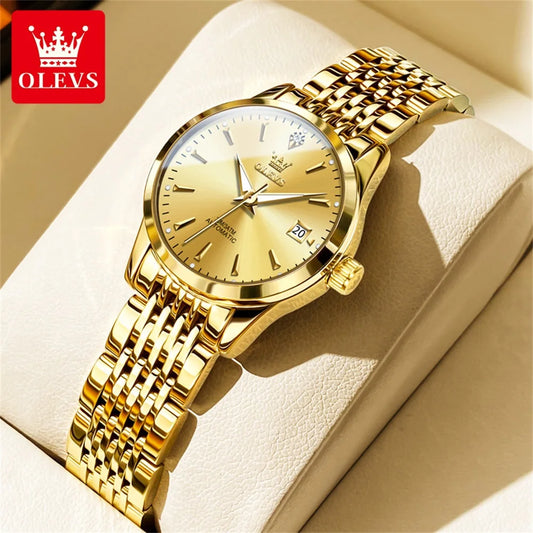 OLEVS 6635 Luxury Brand Elegance Ladies Watch Automatic Mechanical Wristwatch Waterproof Luminous Chronograph Watch For Women