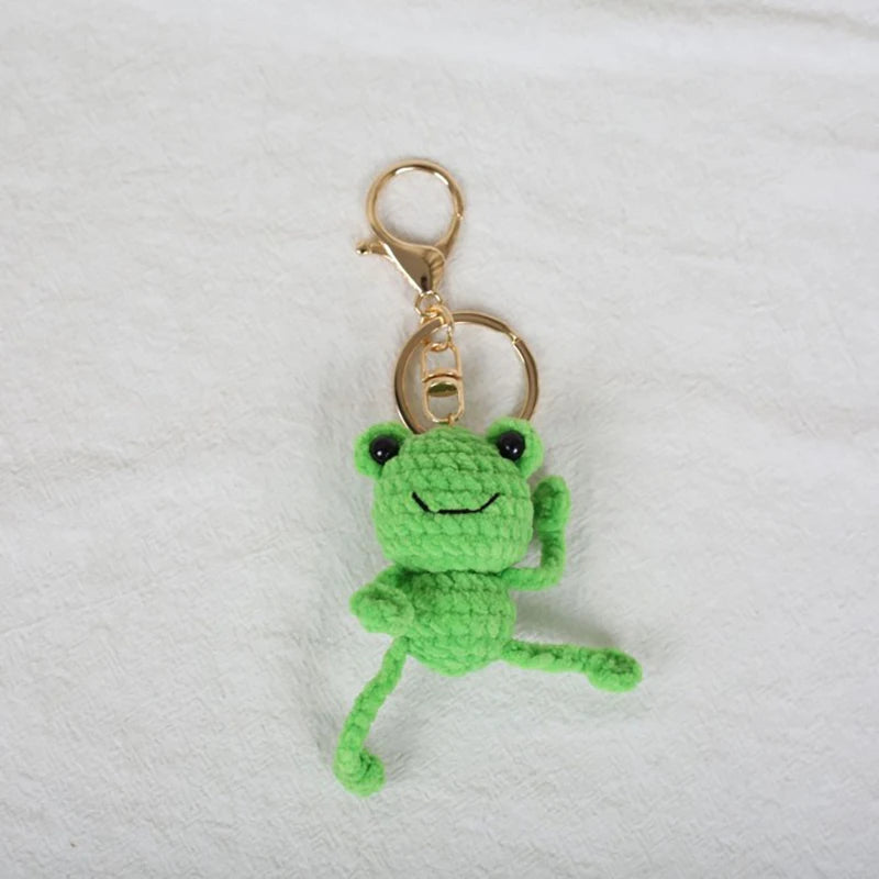 Funny Frog Doll Crochet Keychain Handmaking Mini Animal Doll Series Knitted Keyrings Cute Frog Keyrings Knitting Doll Pendant