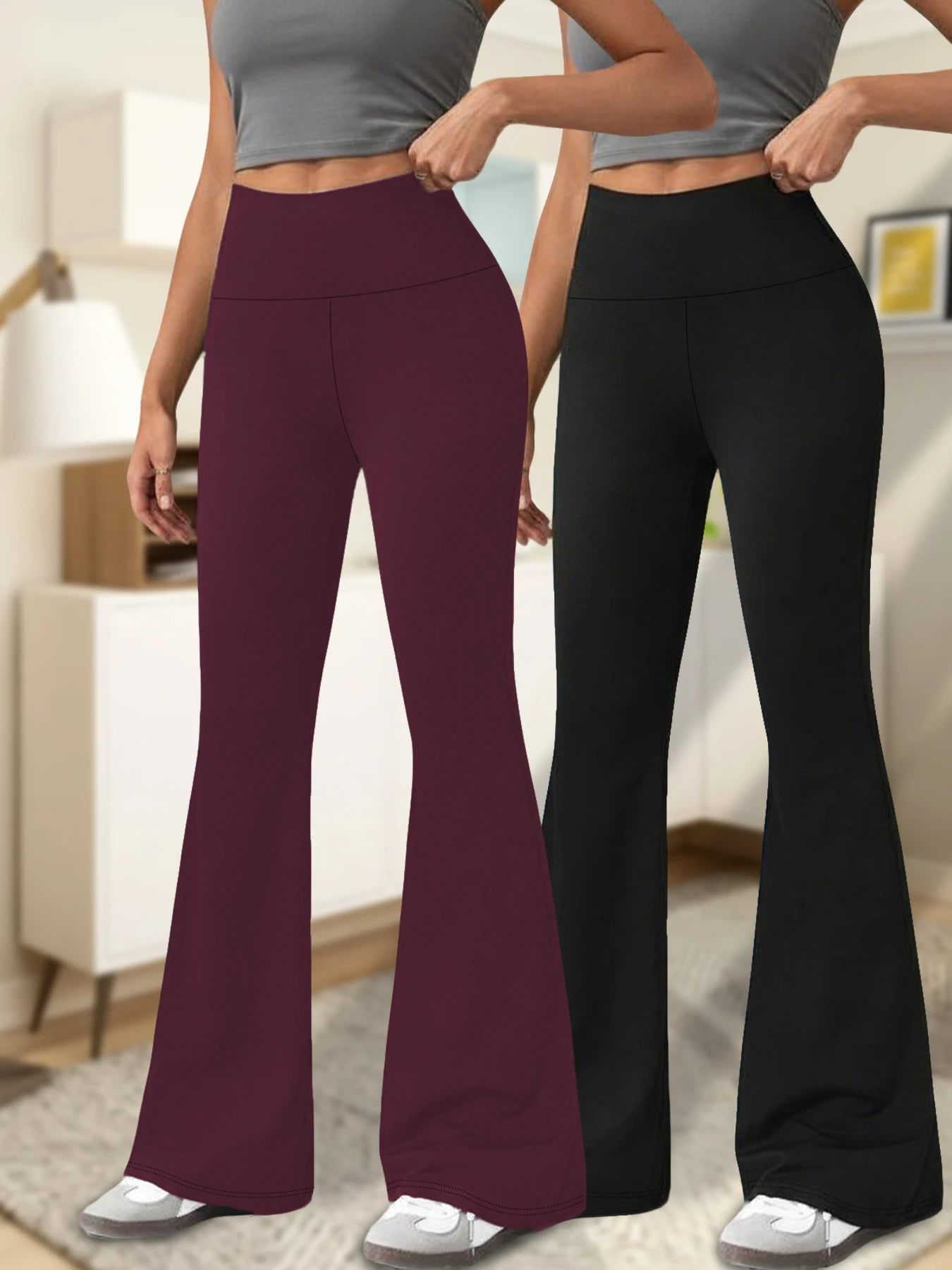 2 pack Women's Super Soft Flare Pants | Faeva London