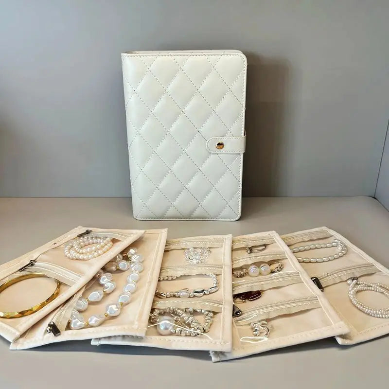 Portable PU Leather Jewelry Storage Book Jewellery Binder, Jewelry Organizer Roll, Small Anti Oxidation Jewelry Storage Bag