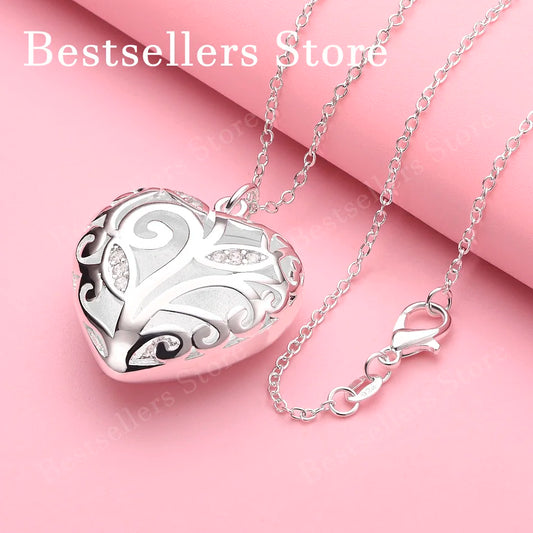925 sterling silver 16-30 inch exquisite heart-shaped pattern pendant necklace for women's wedding jewelry accessories