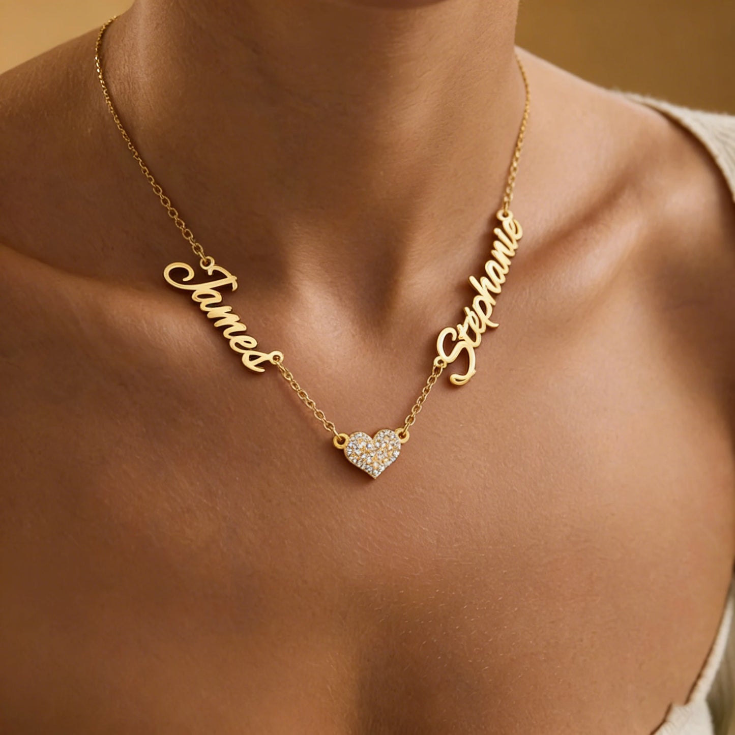 Haiyufly Custom Multiple Names Necklace for Women Stainless Steel Jewelry Zircon Heart Choker Chain Personalized Birthday Gift
