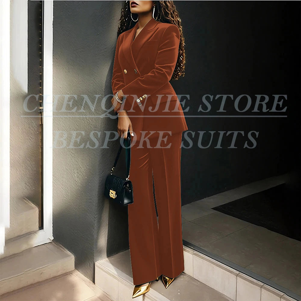 Luxury Green Velvet Women's Suits Fashion Double Breasted Peak Lapel Slim Fit Female Clothing Customzied 2 Piece Jacket Pants