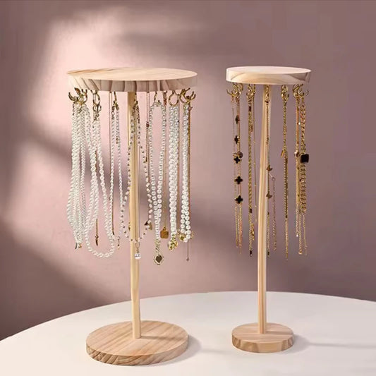 Solid Wood Jewelry Organizer Display Holder Necklace Earrings Bracelets Display Stand Desktop Jewelry Storage Rack