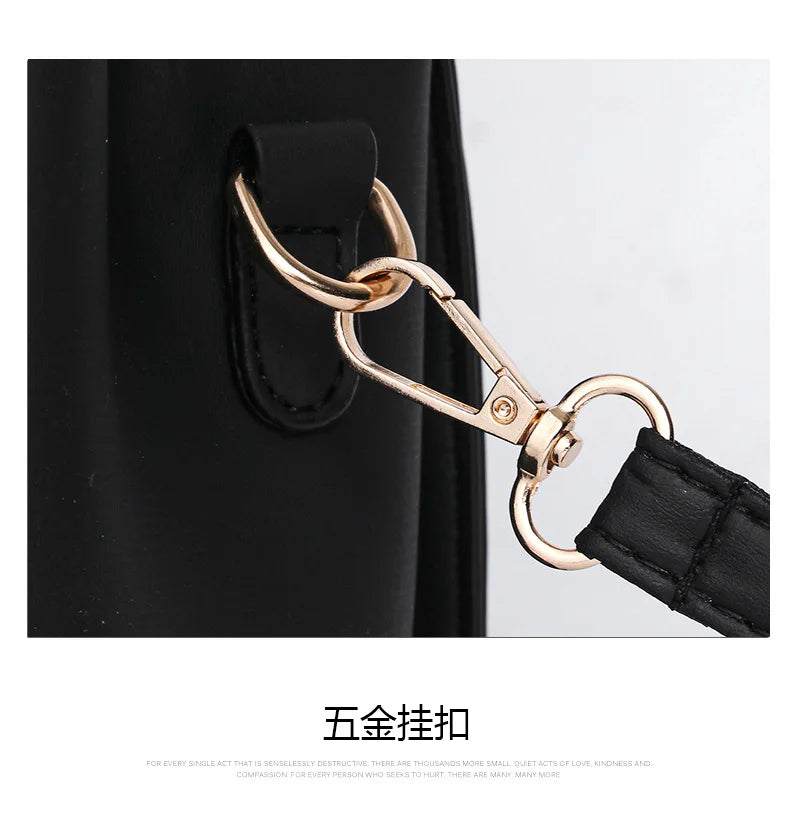 Black Leather Casual Tote Bag