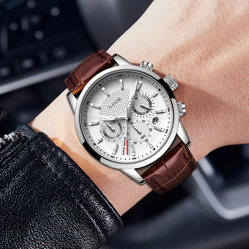 2024 LIGE Top Luxury Mens Watch Casual Business Quart | Faeva London