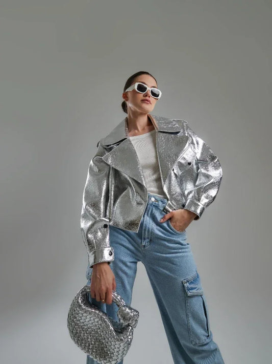 Oversized PU Leather Jacket | Faeva London
