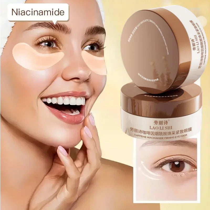 The Box Contains 60 Pieces of Caffeine Nicotinamide Brightening and Firming Eye Masks, Which Are Rich in Ingredients Beneficial for the Body, and Can Be Used on the Entire Face, Instantly Relieving Eye Strain, Providing Effec