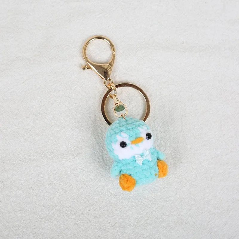 Funny Frog Doll Crochet Keychain Handmaking Mini Animal Doll Series Knitted Keyrings Cute Frog Keyrings Knitting Doll Pendant