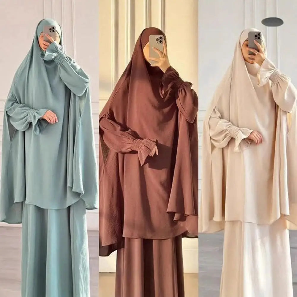 Muslim Women Dresses Khimar Two Piece Set Prayer Garment Eid Ramadan Dubai Hijab Kaftan Arab Long Robe Prayer Suit Vestidos 2026