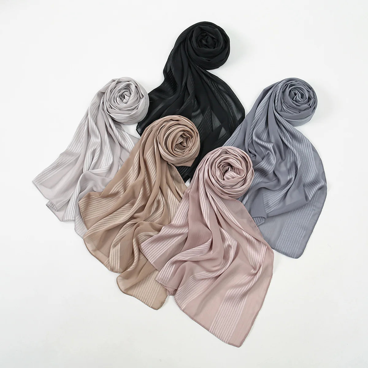 Gradient Shiny Chiffon Scarf Silk Like Women Muslim Hijab Solid Headscarf Shawl Premium Yarn Scarf Islam Turban Ramadan 180*75cm