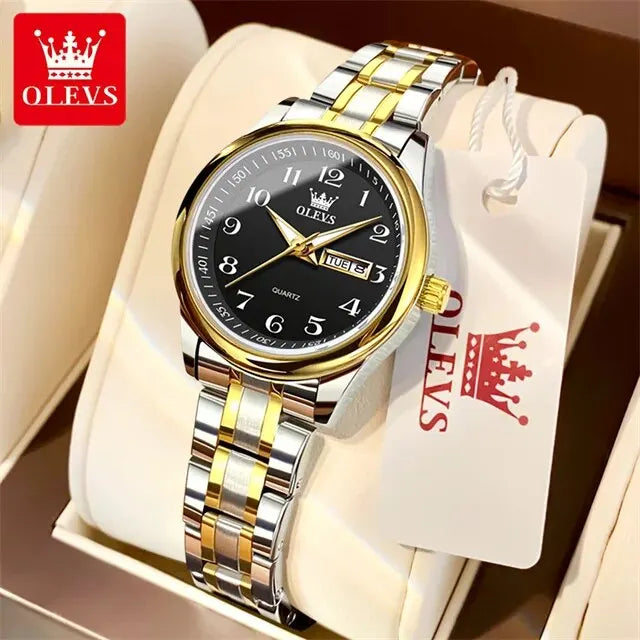 OLEVS 5567 Luxury Quartz Watch for Women Elegant Stainless Steel Waterproof Watches Luminous Week Date Ladies Dress Wristwatches