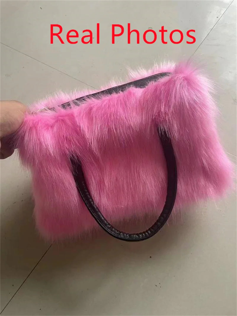 Faux Fur Patchwork Boston Handbag