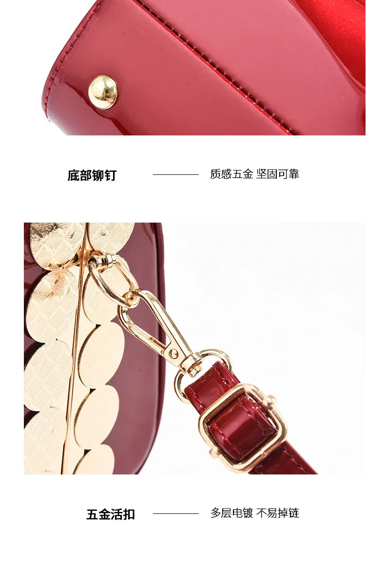 Patent Leather Diamond Handle Bag