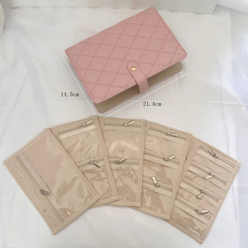 Portable PU Leather Jewelry Storage Book Jewellery Binder, Jewelry Organizer Roll, Small Anti Oxidation Jewelry Storage Bag