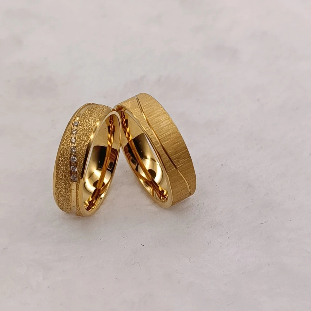 Unique Statement Rings Engagement Marriage Wedding Bridal Sets Couples Designer Lovers 18k Gold Plated Alliances