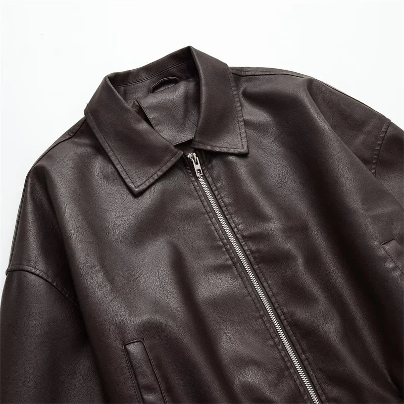 Women's High-Street Casual PU Leather Jacket Autumn/Winter New Collection Fashionable Streetwear for Ladies