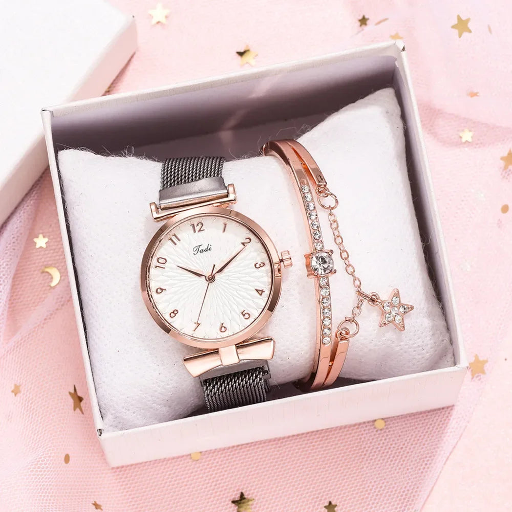 Luxury Women Bracelet Quartz Watches For Women Magnetic Watch Ladies Sports Dress Pink Dial Wrist Watch Clock