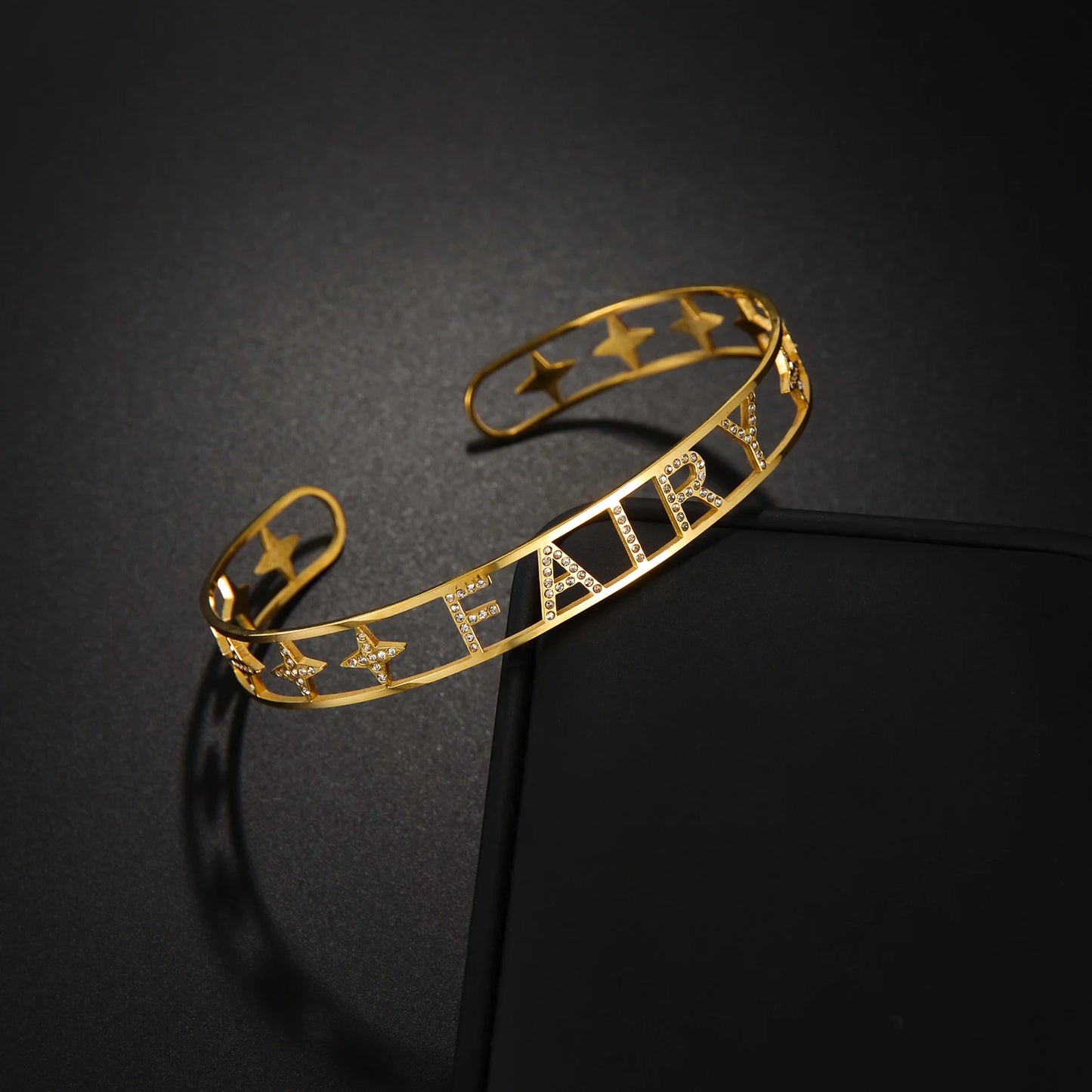 Atoztide Customized Name Bracelet Personalized Stainless Steel for Women Men Zircon Letter Custom Bangles Chrismas Jewelry Gift