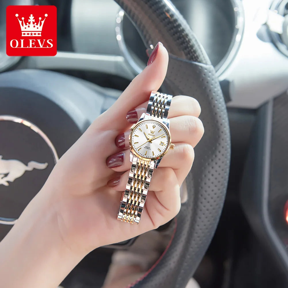 OLEVS 6635 Luxury Brand Elegance Ladies Watch Automatic Mechanical Wristwatch Waterproof Luminous Chronograph Watch For Women