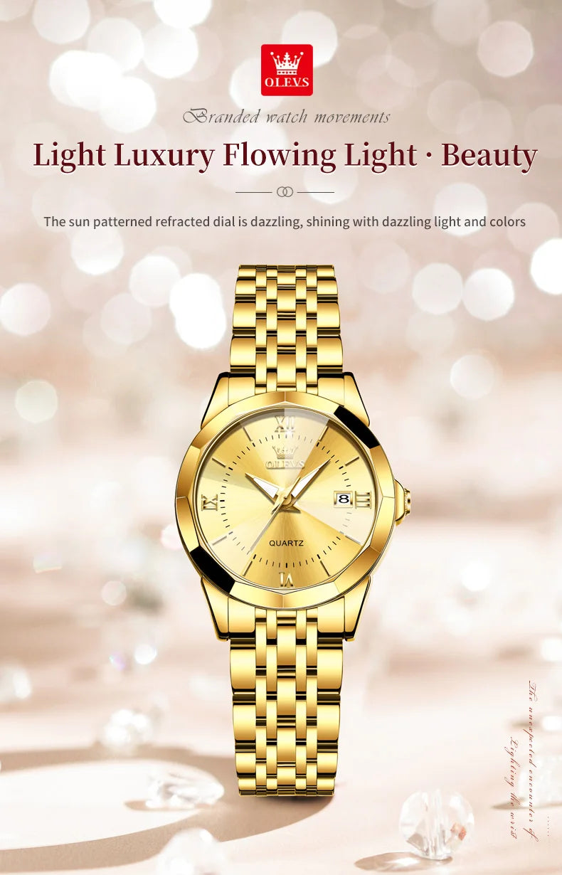 OLEVS 9989 Elegant Women Watch Casual Fashion Calendar Waterproof HD Luminous Watch Exquisite Luxury Brand Quartz Watch Girl