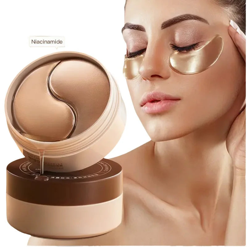 The Box Contains 60 Pieces of Caffeine Nicotinamide Brightening and Firming Eye Masks, Which Are Rich in Ingredients Beneficial for the Body, and Can Be Used on the Entire Face, Instantly Relieving Eye Strain, Providing Effec