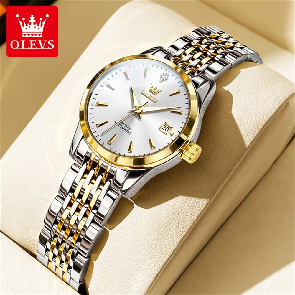 OLEVS 6635 Luxury Brand Elegance Ladies Watch Automatic Mechanical Wristwatch Waterproof Luminous Chronograph Watch For Women