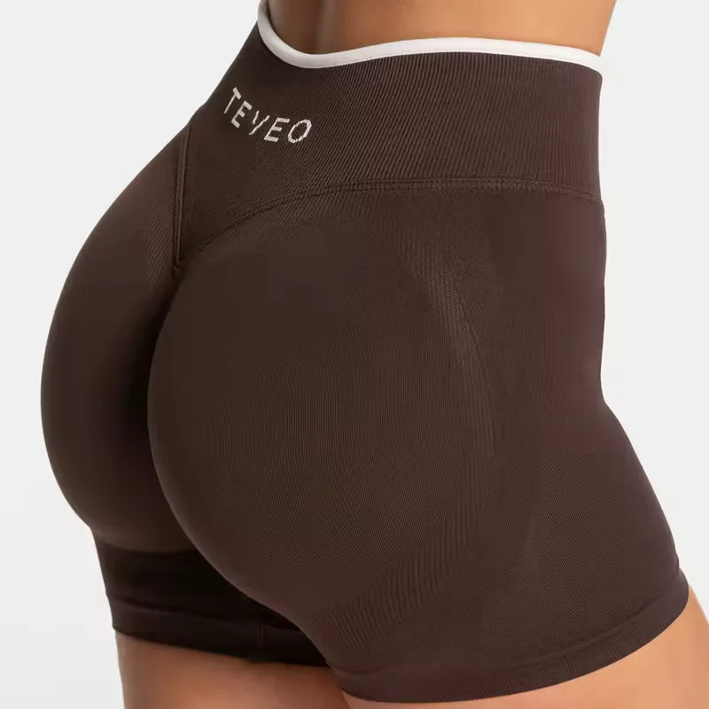 TEVEO Shorts Low Waist Seamless Women Yoga Shorts Scrunch Bum Gym Shorts Workout Biker Stretch Fitness Short Fashion Running