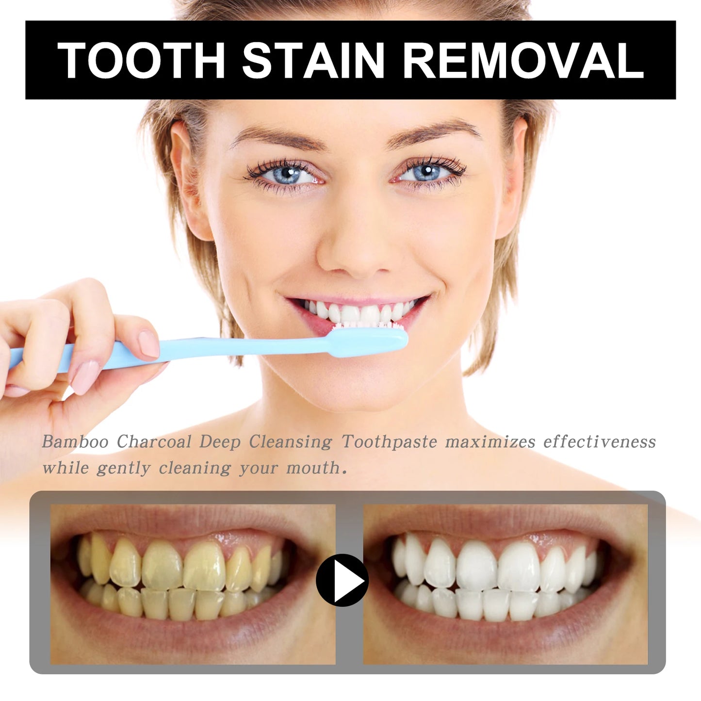 Whitening Toothpaste Bamboo Charcoal Toothpaste Remove Yellow Teeth Strong Deep Cleaning Teeth Stain Fresh Breath Oral Care 30ml