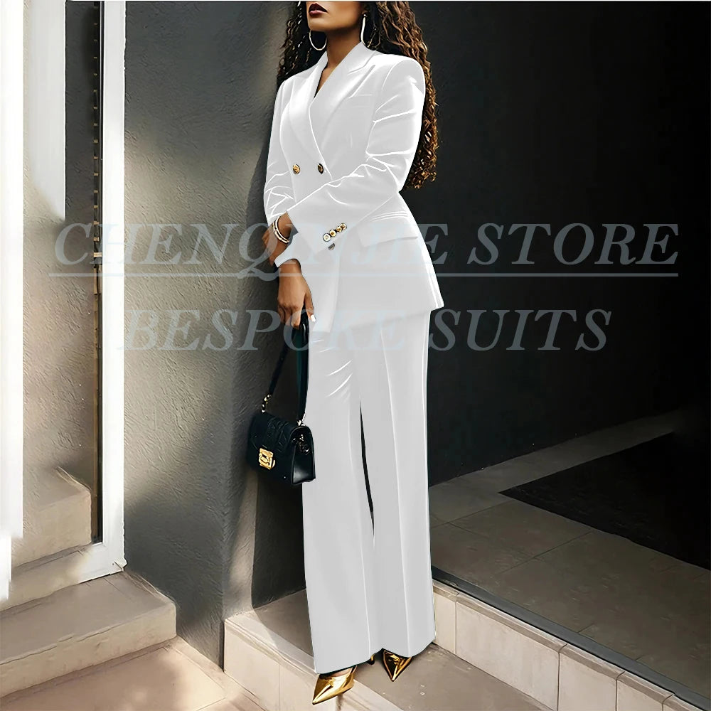 Luxury Green Velvet Women's Suits Fashion Double Breasted Peak Lapel Slim Fit Female Clothing Customzied 2 Piece Jacket Pants