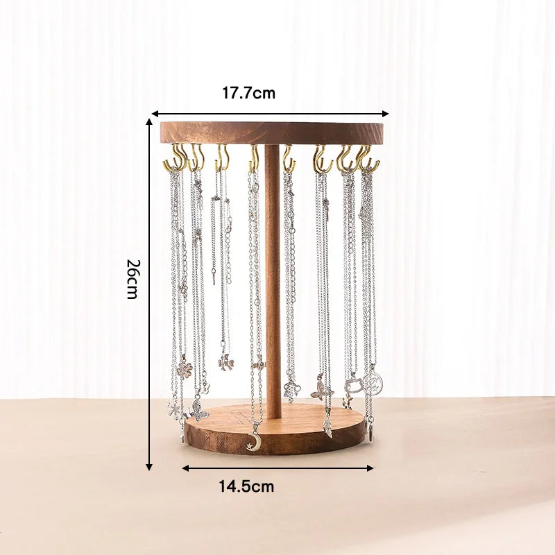 Solid Wood Jewelry Organizer Display Holder Necklace Earrings Bracelets Display Stand Desktop Jewelry Storage Rack