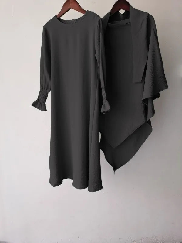 Eid Kids Hijab Hooded Bat Sleeve Dress Fashion Casual Children Wear Jilbab Islam Muslim Ramadan Dubai Turkey Abaya Modest Outfit