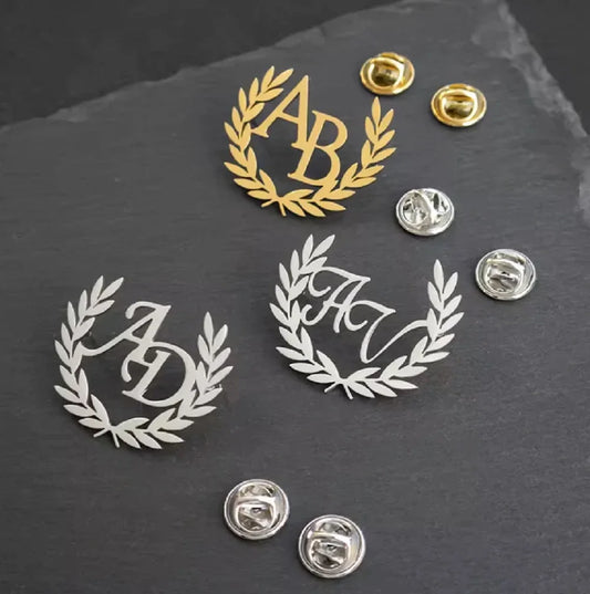 Sipuris Olive Branch Custom Initial Name Brooch For Women Men Stainless Steel Trendy Pins Badge Nameplate Brooch Jewelry Gifts