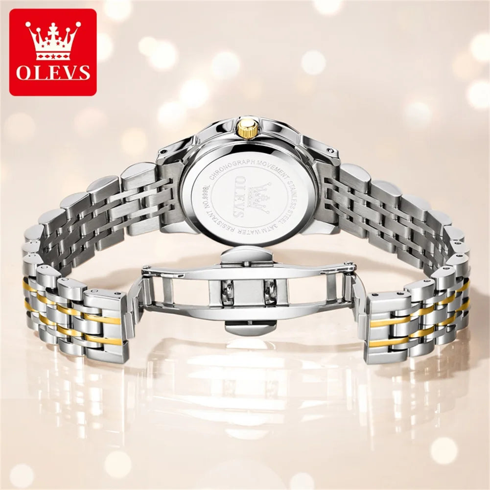OLEVS 9998 Women Watch Luxury Original Fashion Classic Brand Luminous Function Quartz Wristwatch Calendar Window Watch For Women