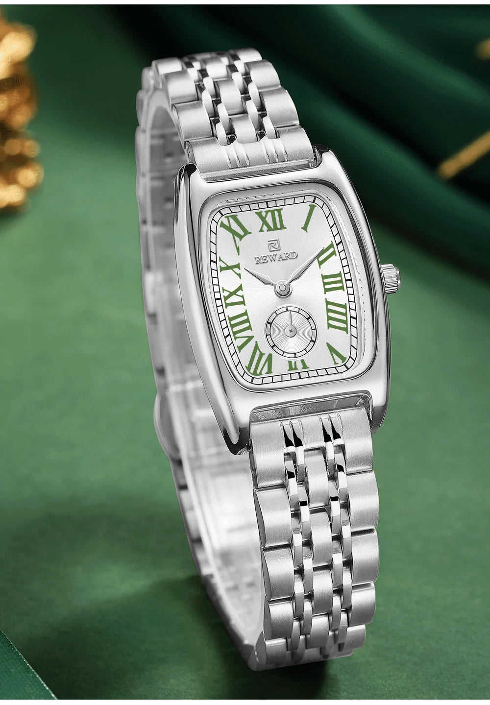 REWARD Luxury Elegant Rectangle Ladies Watch Waterproof Luminous Watch for Woman Stainless Steel Quartz Women's Watches with Box